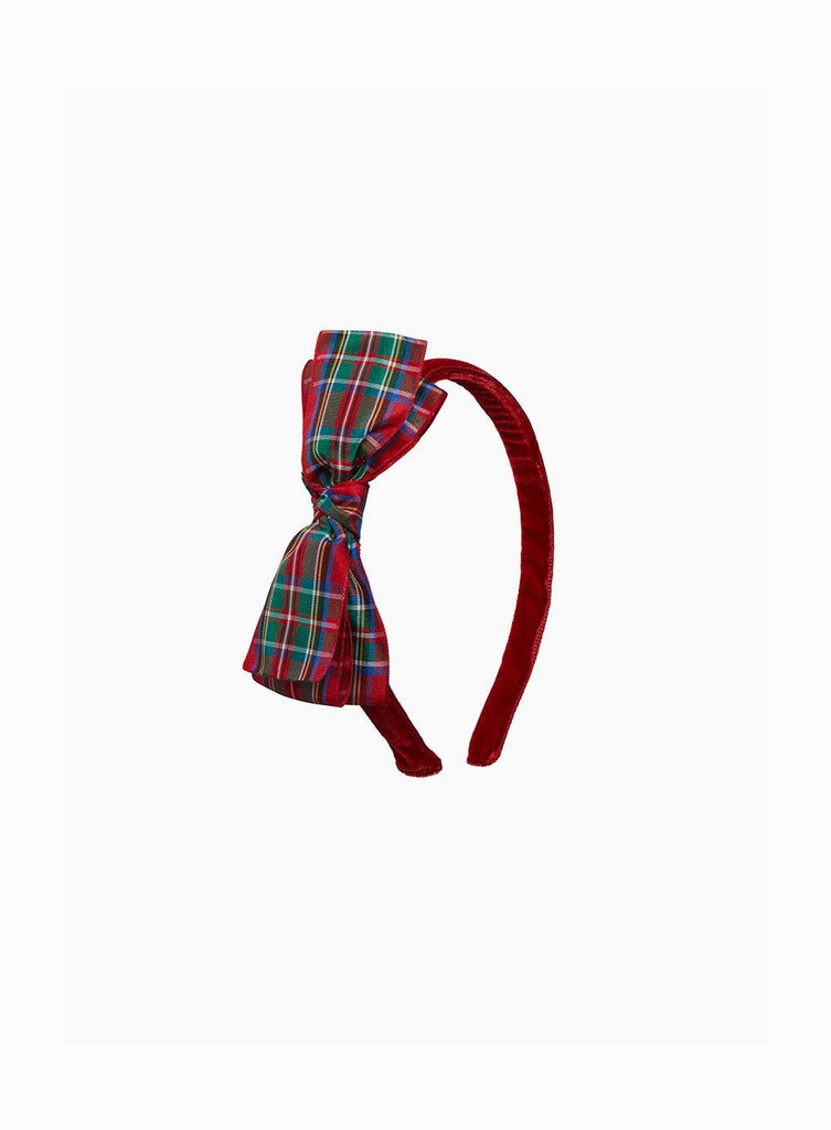 Lily Rose Alice Bands Big Ribbon Bow Band in Red Tartan