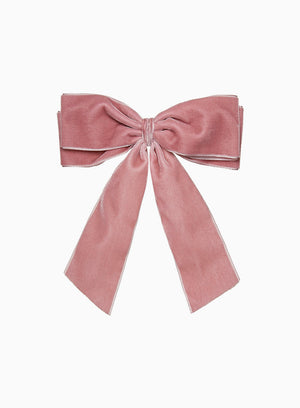 Lily Rose Clip Extra Large Velvet Bow Hair Clip in Blush