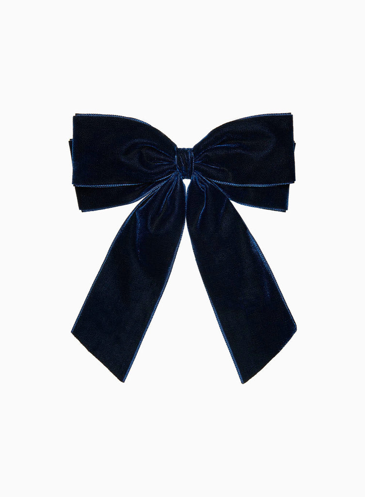 Lily Rose Clip Extra Large Velvet Bow Hair Clip in Navy