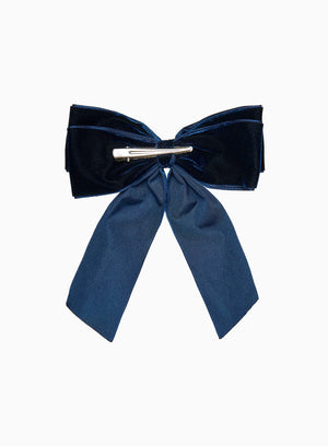 Lily Rose Clip Extra Large Velvet Bow Hair Clip in Navy