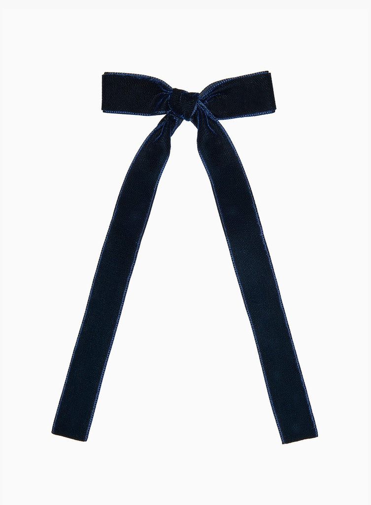 Lily Rose Clip Large Velvet Bow Hair Clip in Navy