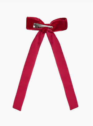 Lily Rose Clip Large Velvet Bow Hair Clip in Red