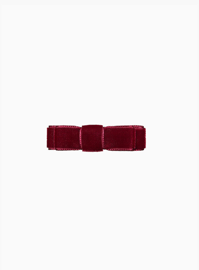 Lily Rose Clip Small Velvet Bow Hair Clip in Claret