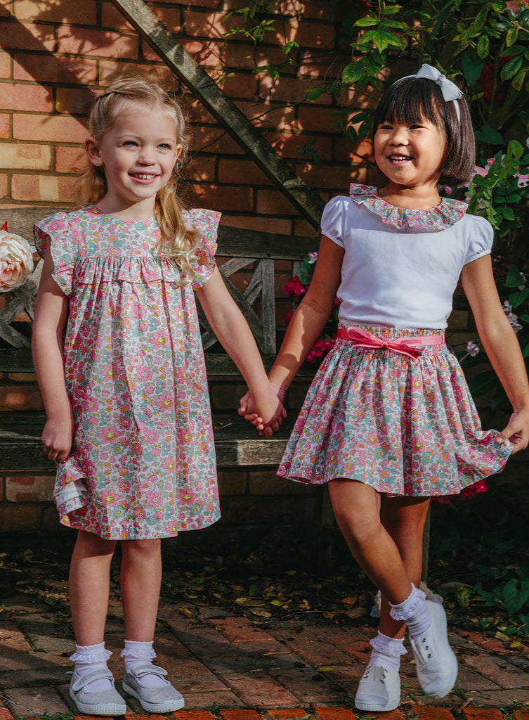 Girls Betsy Ruffle Dress Coral Betsy | Trotters London