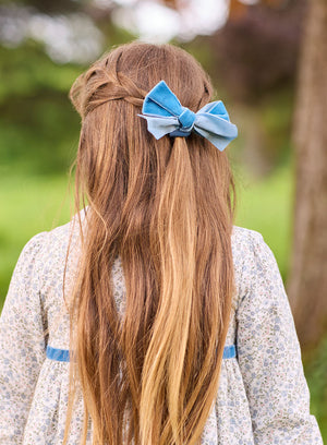 Lily Rose Hair Bobbles Velvet Bow Hair Bobble in Blue