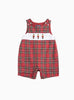 Thomas Brown Bib Shorts Little Archie Smocked Romper in Red Tartan