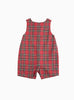 Thomas Brown Bib Shorts Little Archie Smocked Romper in Red Tartan