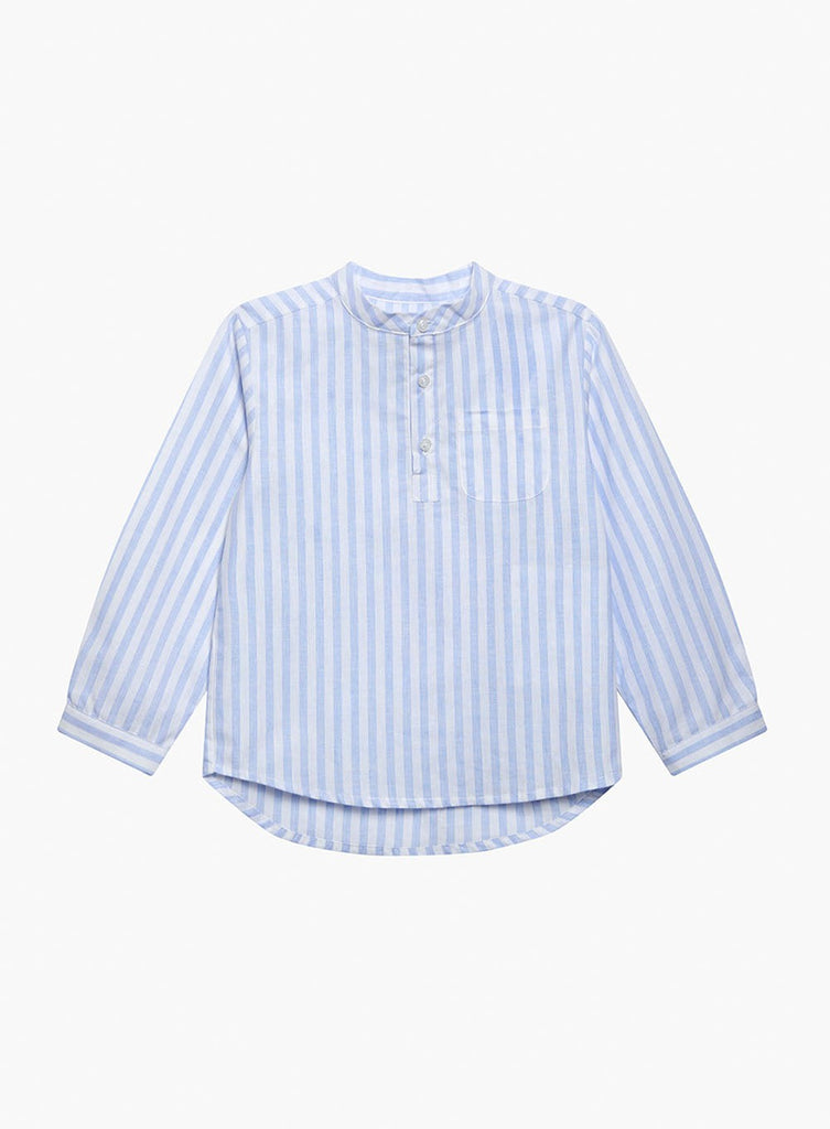 Thomas Brown Shirt Oscar Shirt in Pale Blue Stripe