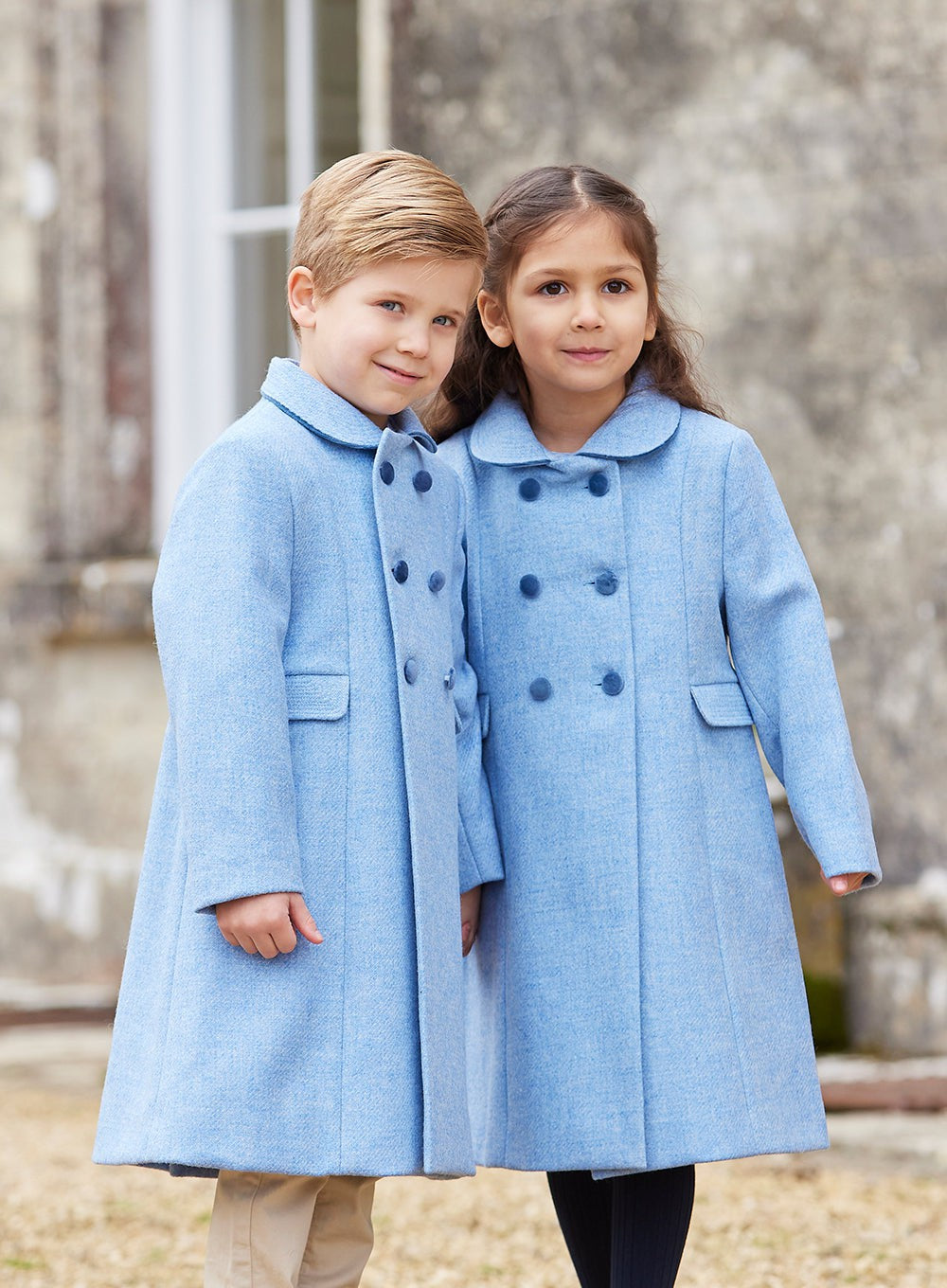 Trotters Heritage Classic Children's Coat in Pale Blue Twill