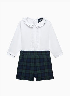 Trotters Heritage Set The Rupert Set in White/Navy Tartan