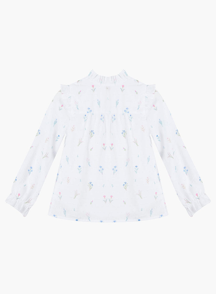 Confiture Girls' Frances Floral Ruffle Blouse in White/Floral ...