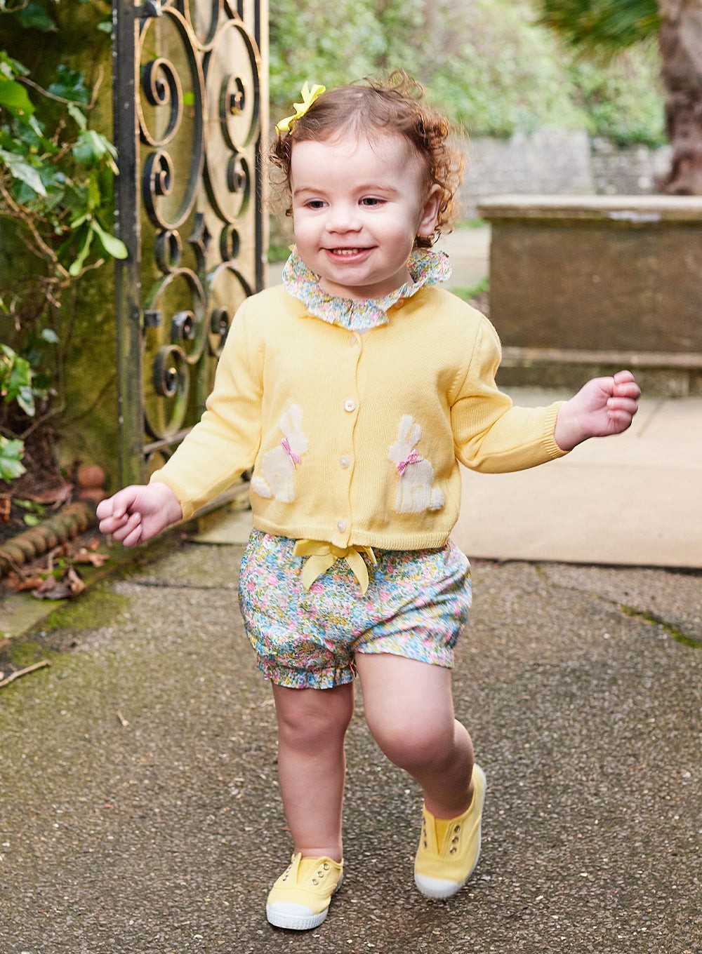 Baby Girls Isla Bunny Cardigan in Yellow Trotters London