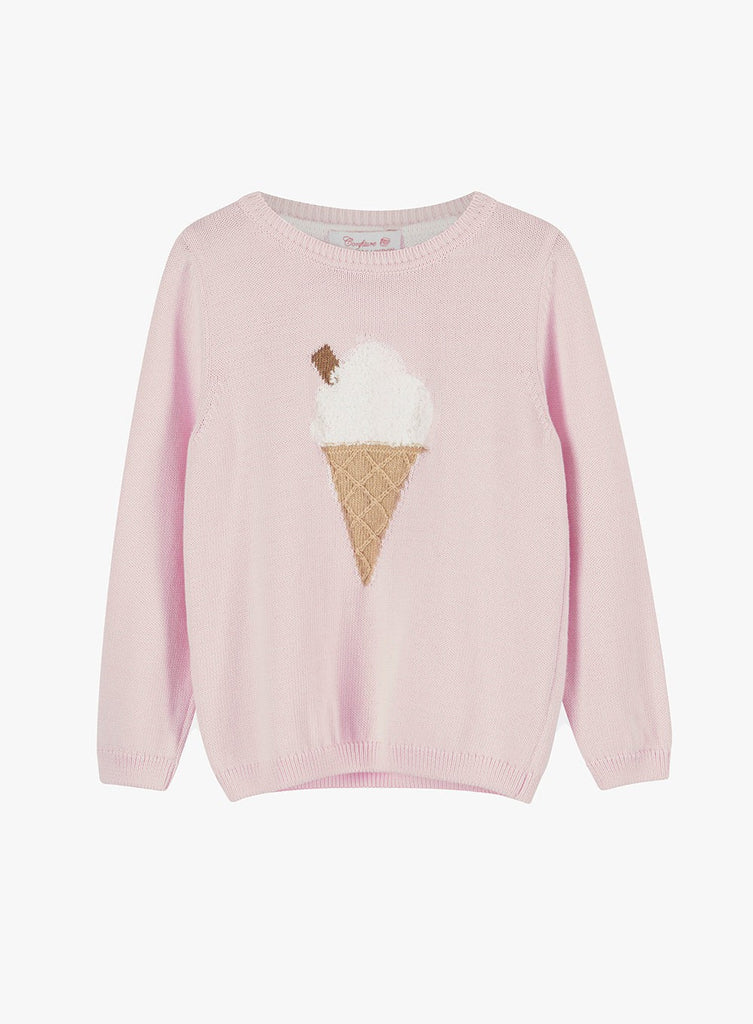 Confiture Girls Ice Cream Jumper in Pale Pink | Trotters London