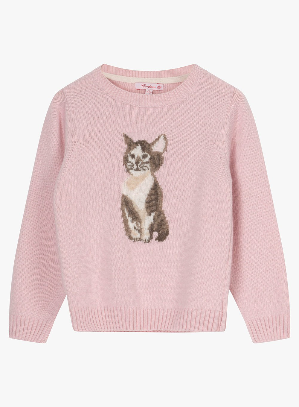 Confiture Girls' Kitty Jumper in Pale Pink | Trotters London