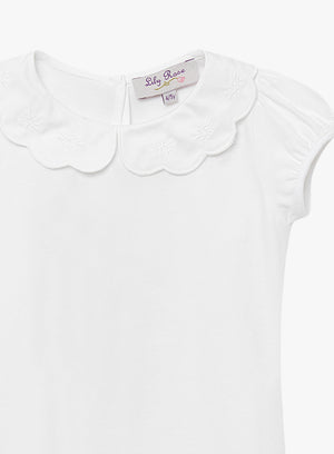 Confiture Top Ava Embroidered Petal Jersey Top in White