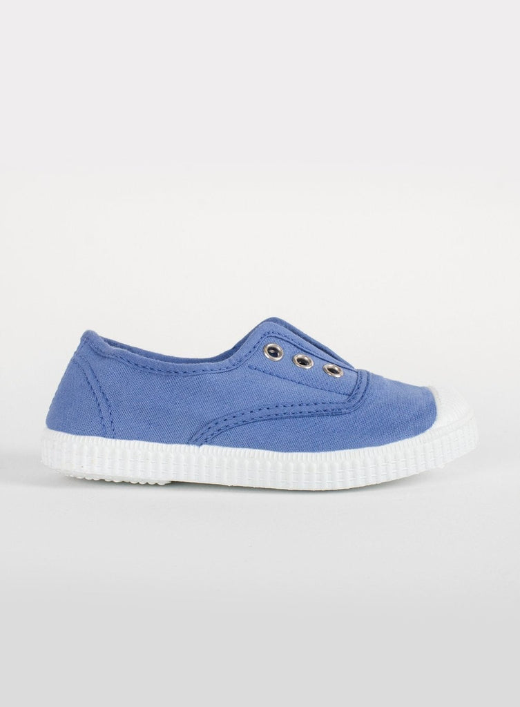 Hampton Canvas Plum Plimsolls in Cornflower | Trotters