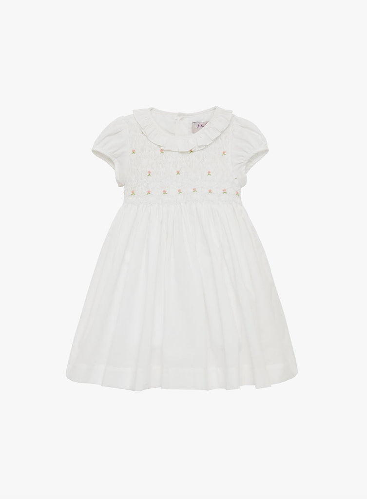 Lily Rose Baby Girls Willow Rose Hand Smocked Dress White | Trotters