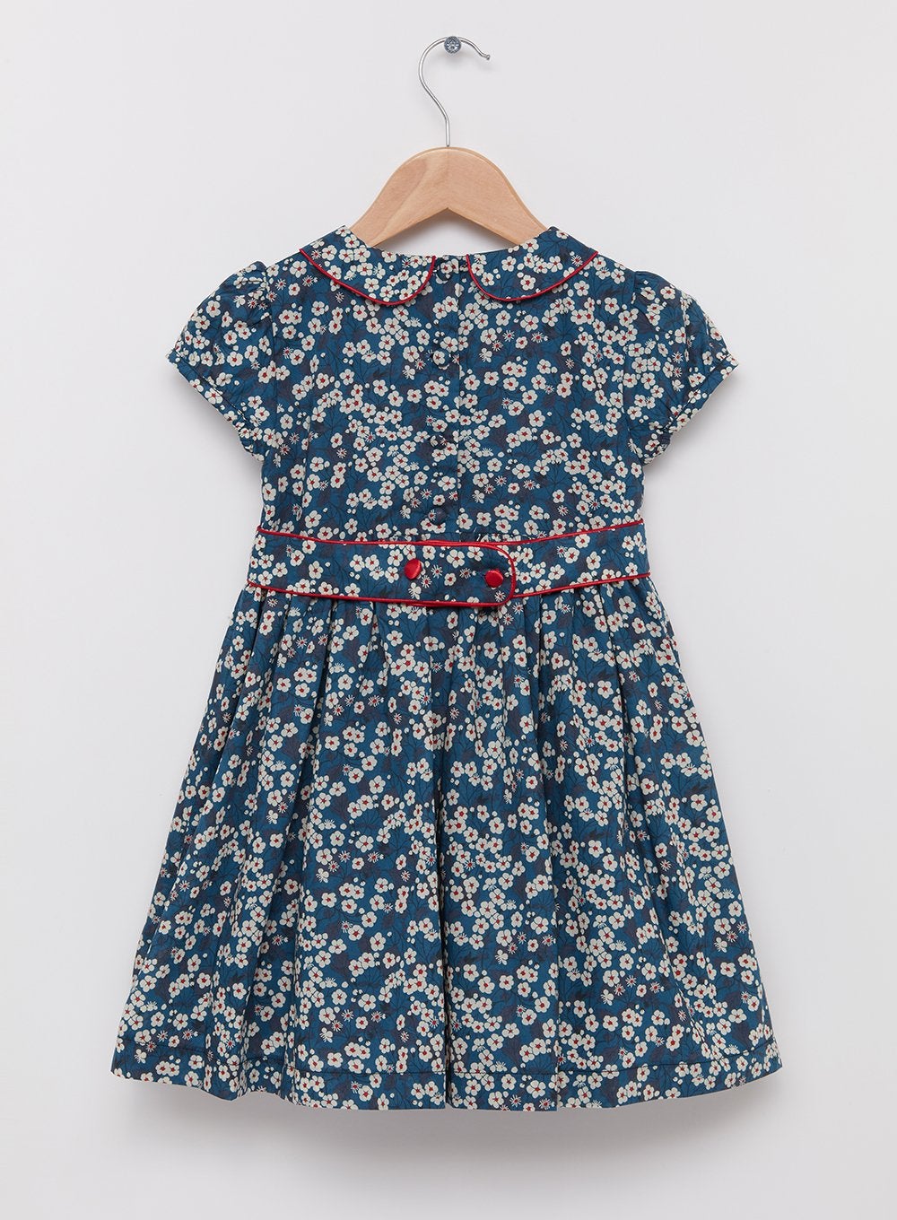 Girls Party Dress in Liberty's Navy Mitsi Print | Trotters