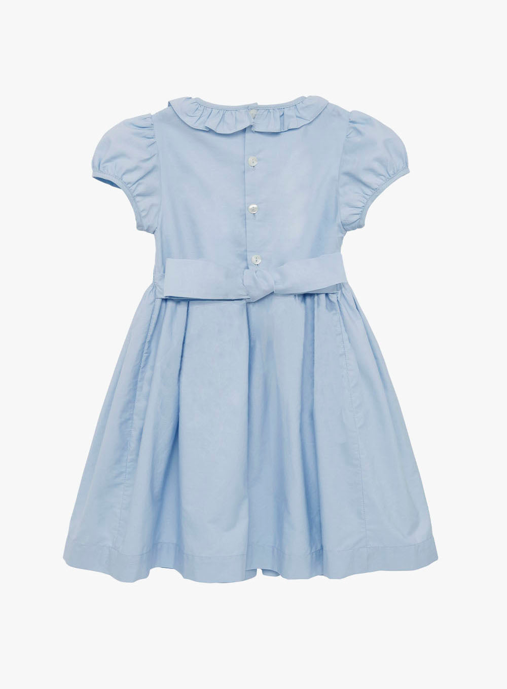 Girls Willow Rose Hand Smocked Dress in Cornflower Blue Trotters