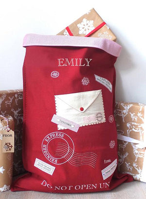 Lime Tree London Personalised Product Letter to Santa Personalised Christmas Sack in Red - Trotters Childrenswear